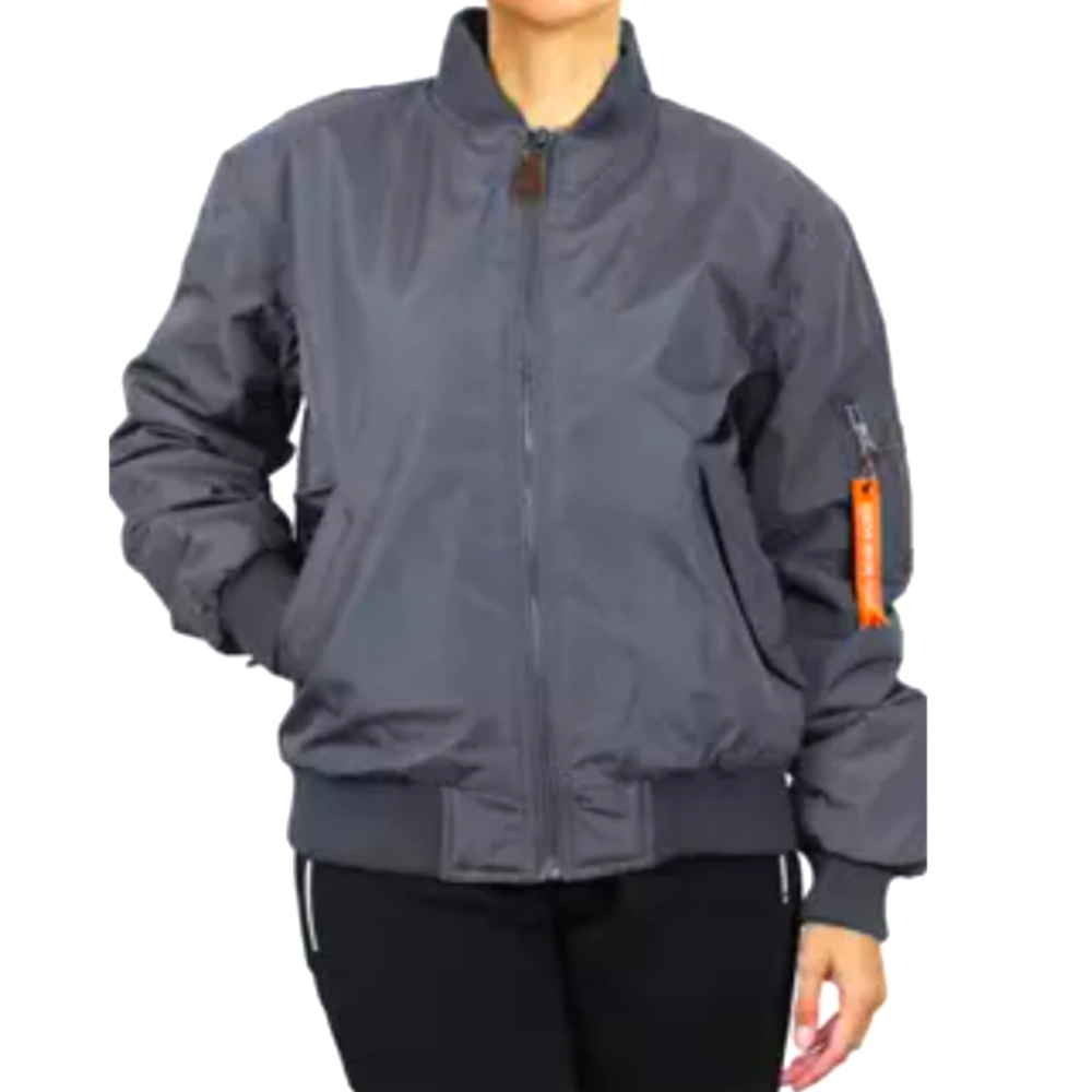Spire by Galaxy women's loose fit flight jacket size M grey